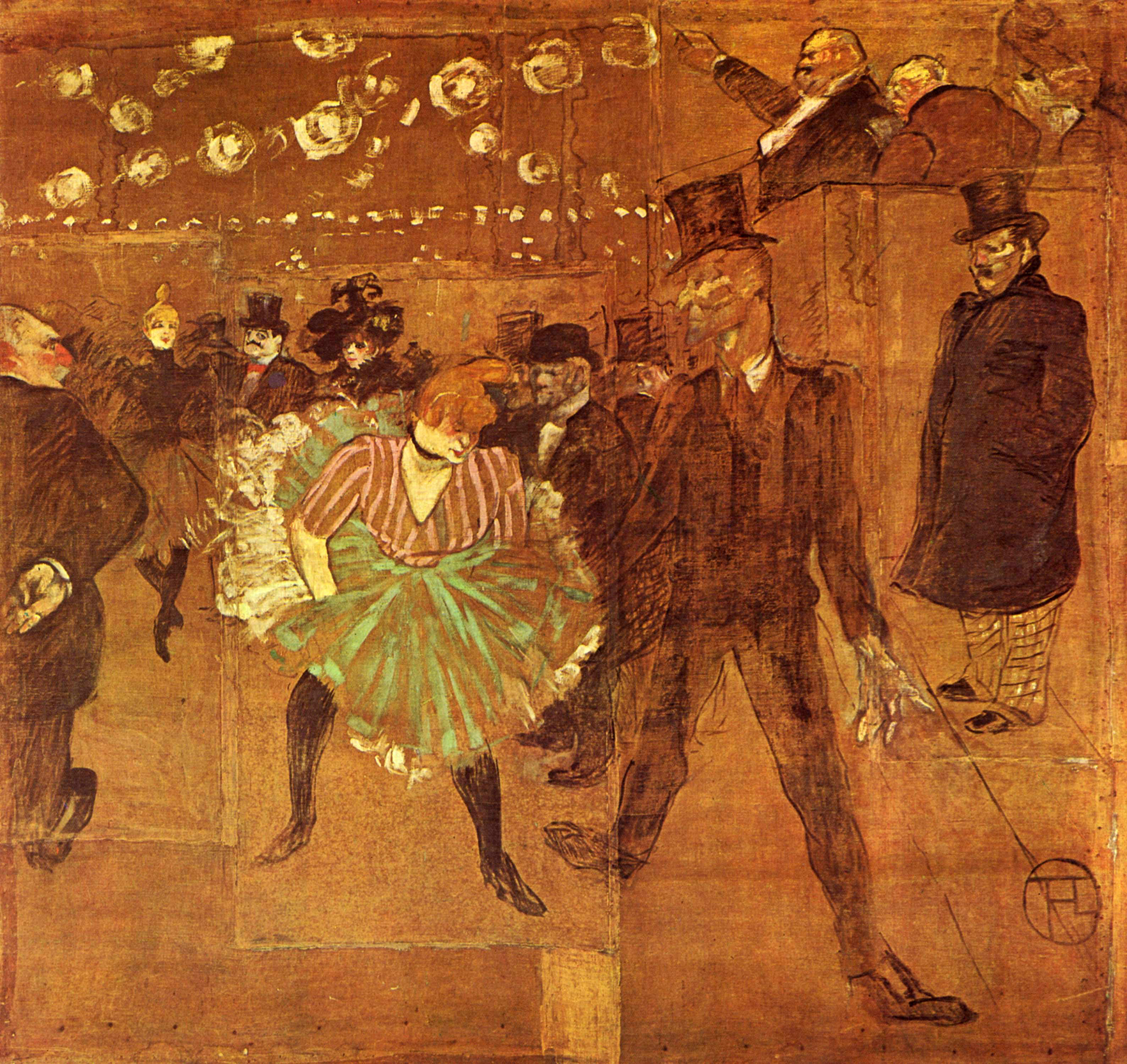 Анри Тулуз-Лотрек Ла Гулю, танцующая с Валентином Бескостным. 1895г